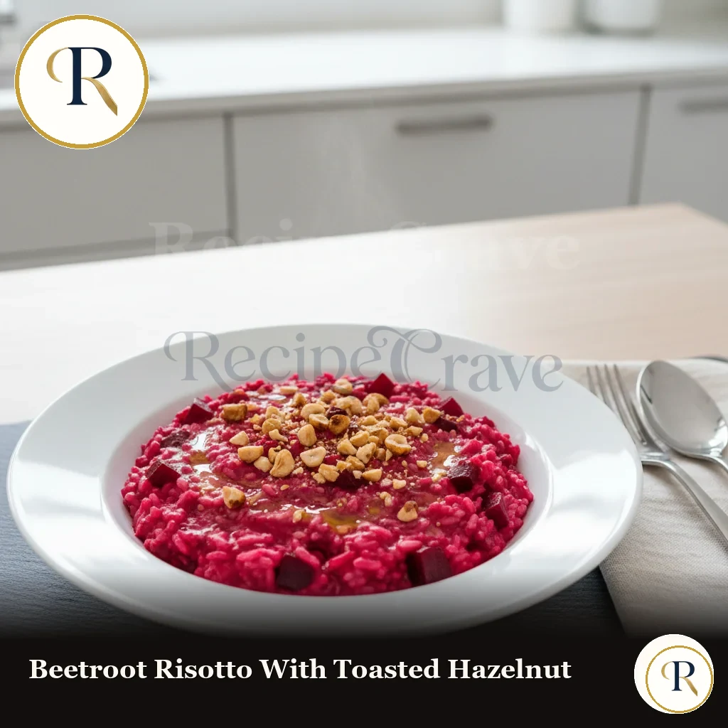 Beetroot Risotto with Toasted Hazelnut
