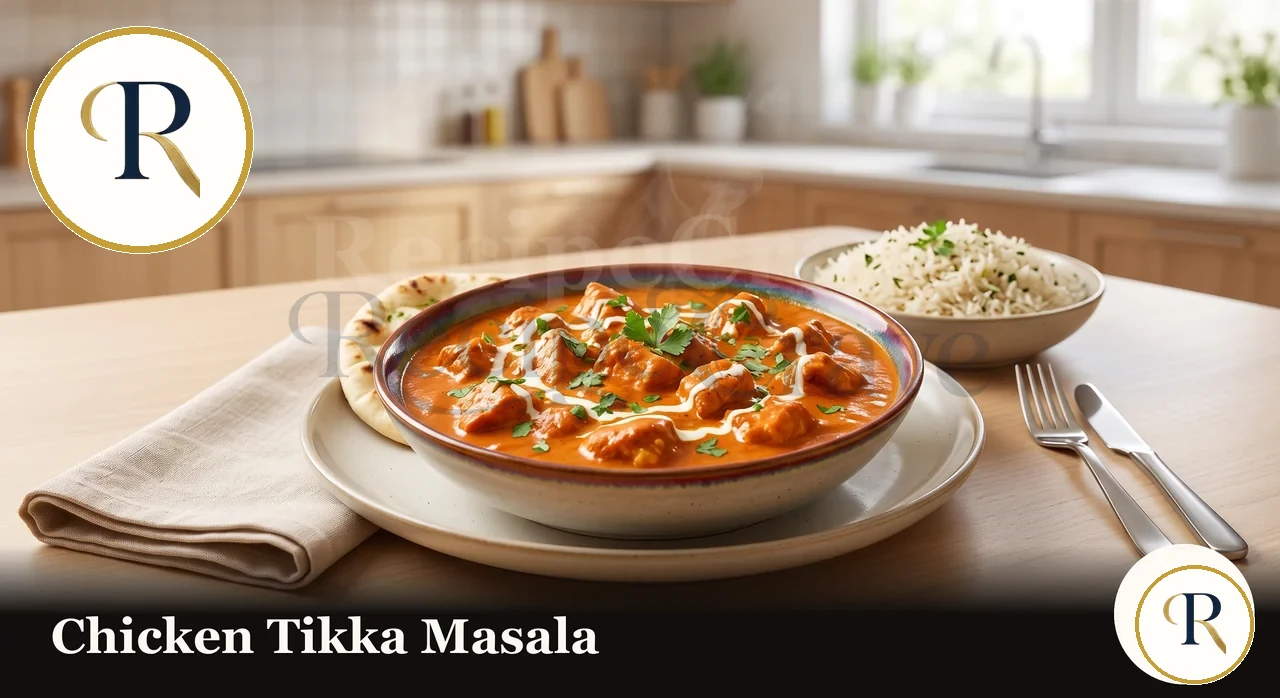 Chicken tikka masala showing layered spice flavor in a creamy tomato sauce