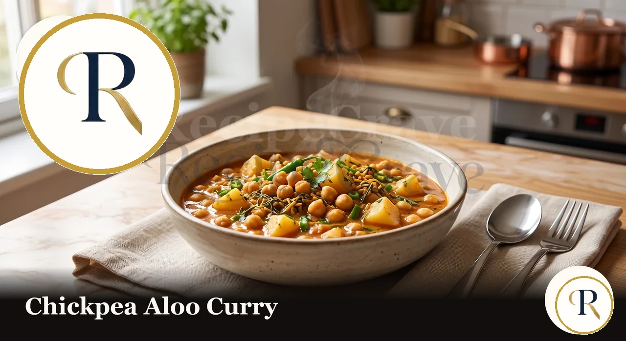 Chickpea aloo curry made with bloomed pantry spices and a starter spice shelf