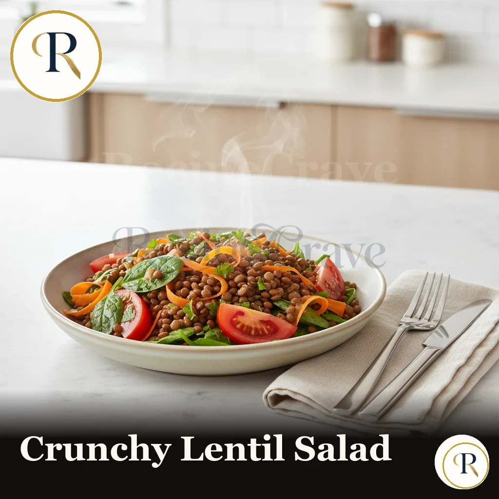 Crunchy lentil salad, a budget-friendly pantry staple meal