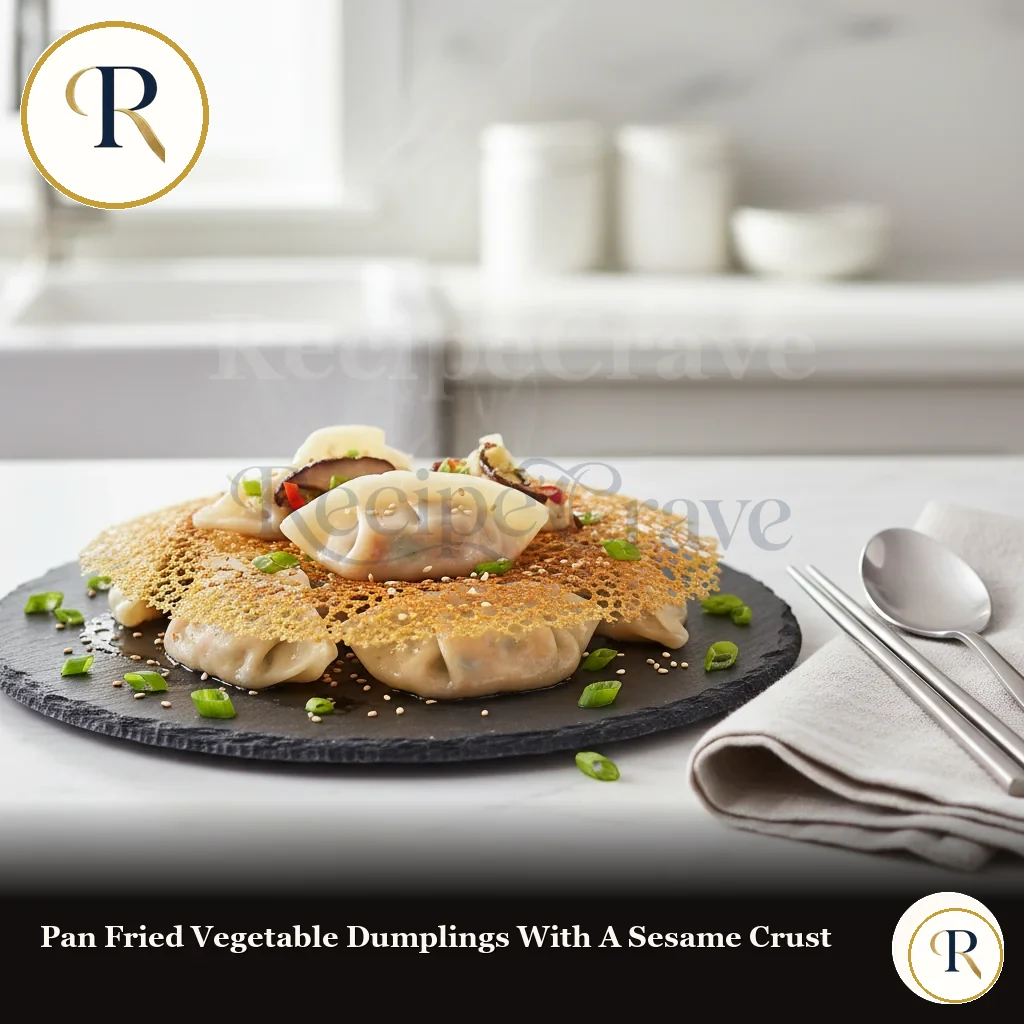 Pan Fried Vegetable Dumplings with a Sesame Crust