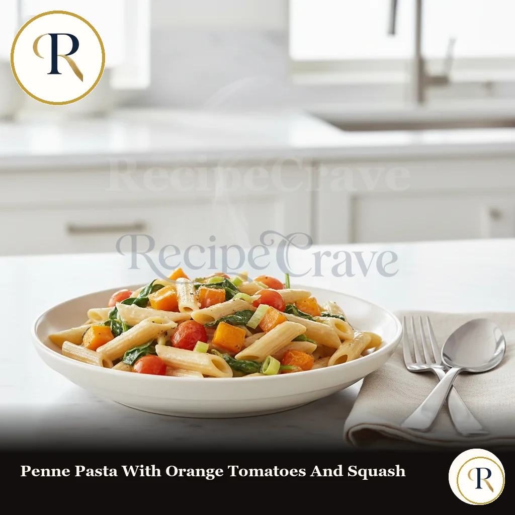 Penne Pasta with Orange Tomatoes and Squash